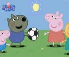 Peppa Свинья игры мяч со своими друзьями